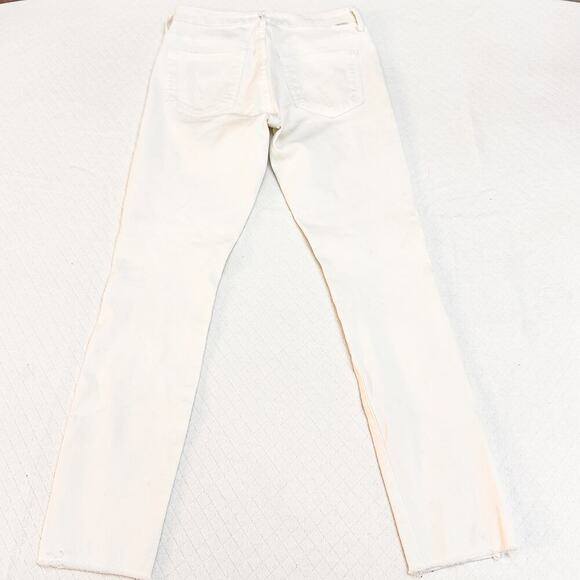 Mother High Waisted Looker Ankle Fray Glass Slipper White Denim Jeans Size 27 - Picture 3 of 11